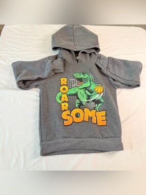 SLOPE Boys Dinosaur‎ Basketball Hoodie Pullover Gray Size 7 Fall Cozy Sporty